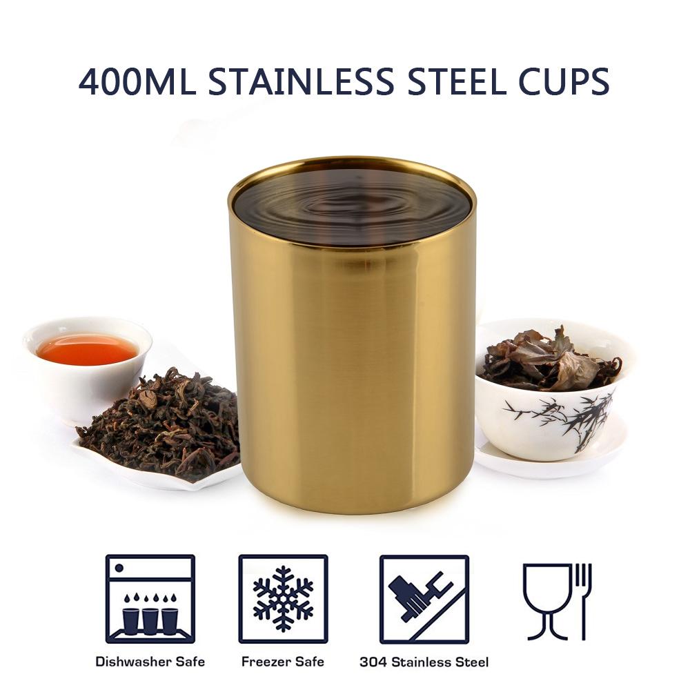 Stainless Steel Cups 400ml Pint Drinking Cups Metal Drinking Glass Single Wall Water Cup for Kids and Adults