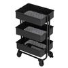 Dollhouse 3 Tier Storage Rack Simulation Movable 1:12 Dollhouse Trolley Rack with WheelsBlack