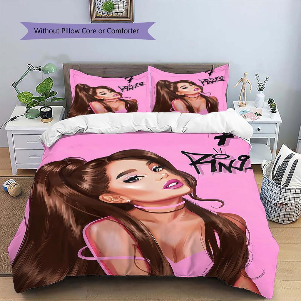 Ariana Grande Pattern Bedding,Quilt Set Quilt Cover Pillowcase Home Birthday Gift(1 * duvet cover + 2 * pillowcase, without core)