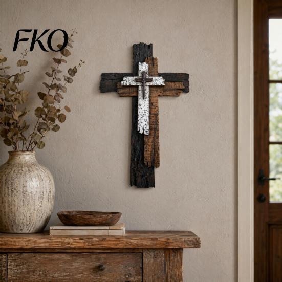 Vintage Decorative Wood Panels Rustic Christian Wall Decor, Large Wooden Religious Art, Farmhouse Art Spiritual Hanging Sculpture for Church