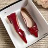Модные Деликатные Туфли на Низком Каблуке Женские Красные Лакированные Кожаные Лодочки Женские Офисные Лоферы Невесты Tacones Мэри Джейн Женские Эспадрильи