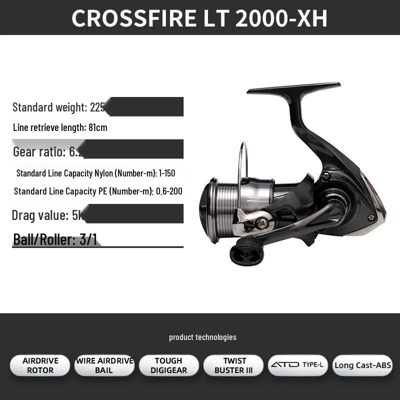 Спиннинговая катушка Daiwa CROSSFIRE LT - Легкая металлическая шпуля для дальнего заброса, Доступна в 26 моделях.