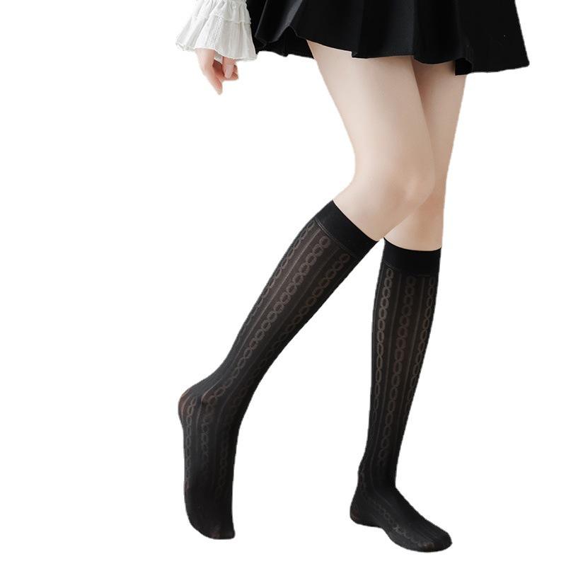 Girls Long Socks Stockings Women College Style Plaid Knee Socks Women Ultra-thin Transparent Crystal Silk Socks Stockings Sox