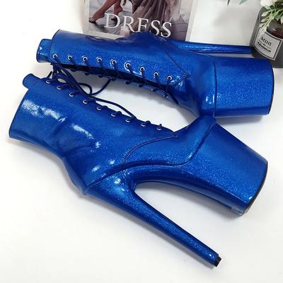 Модные Новые 20СМ Высокие Каблуки Свадебные Туфли Невесты Женские Клубные Танцевальные Туфли Формальные Платформа Банкетное Платье Синие Ботильоны