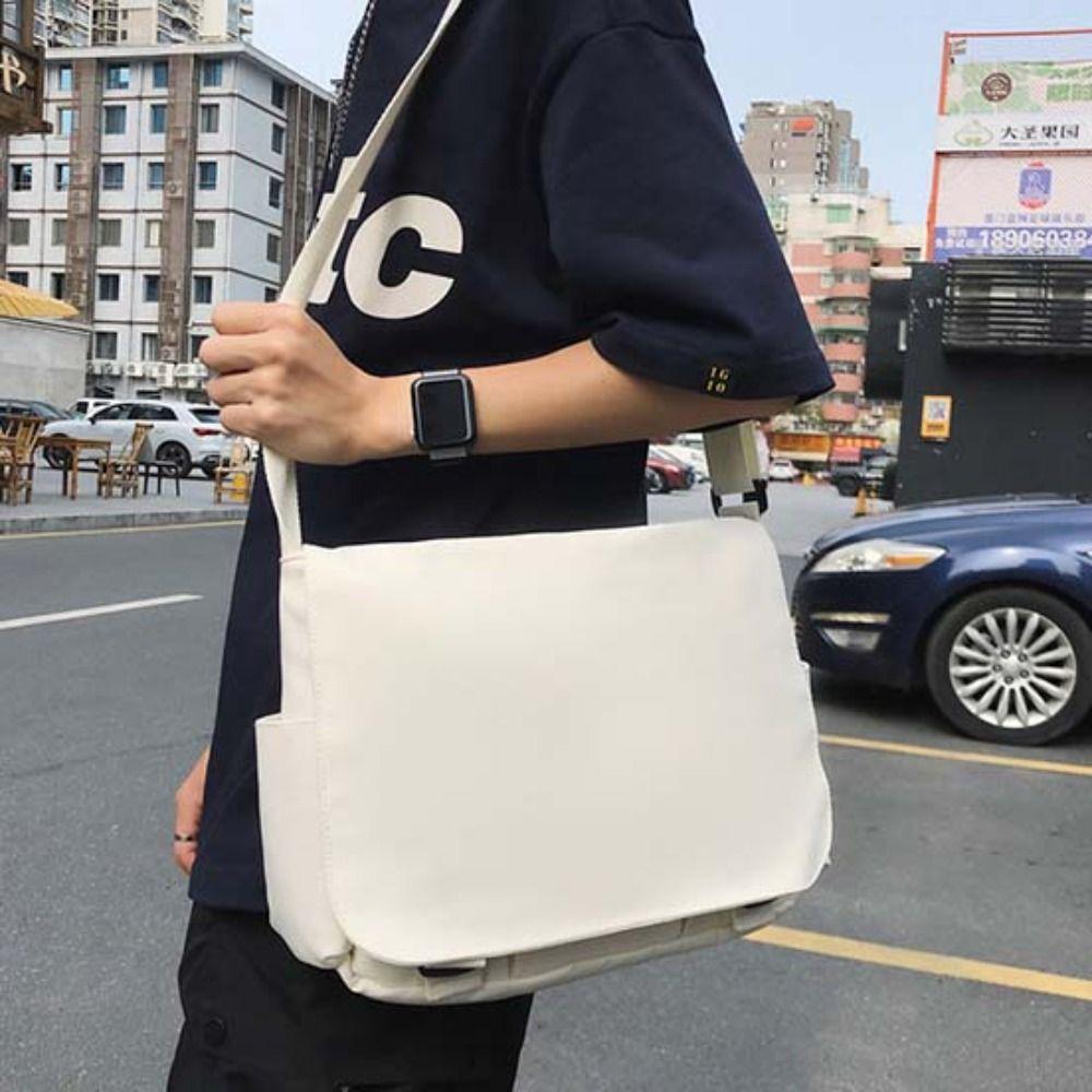 Crossbody Bags Black Solid Nylon Bag Large Capcity Solid Color Messenger Bag Multipockets Korean Style Simple Shoulder Bag Men
