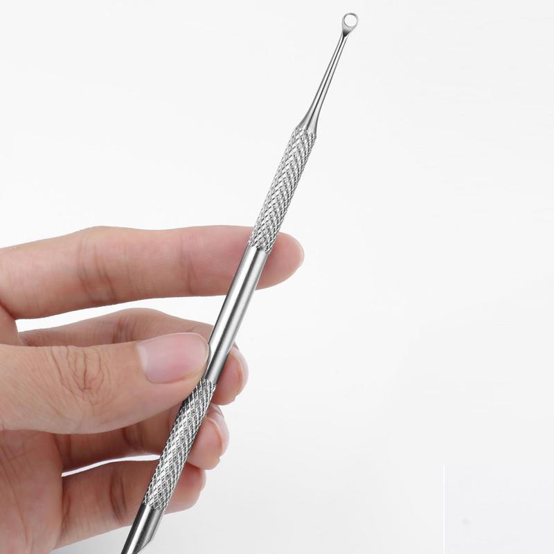 Nail Circle Beveled Head Stainless Steel Cuticle Pusher Nail Art Sanding Tablet Manicure Sticks Tool for Salon Nails 2030