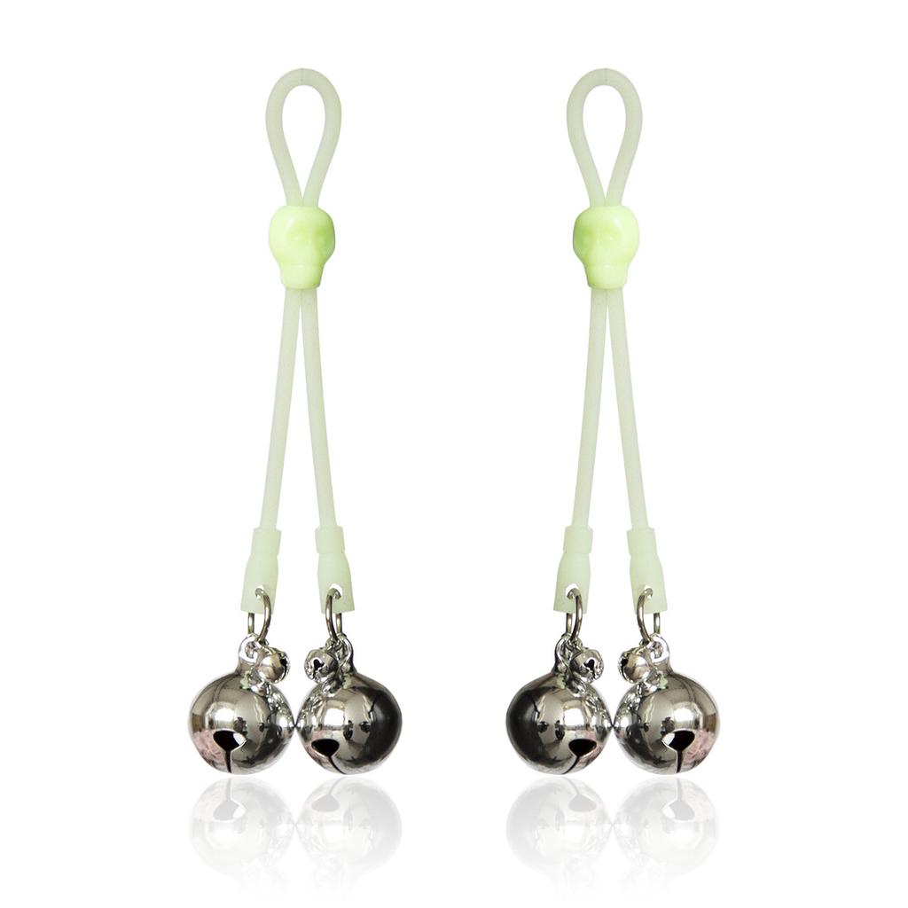 Glow in the Dark Skull Nipple Clamps with Bells, Adjustable Silicone Breast Clips, BDSM Bondage Sex Toy
