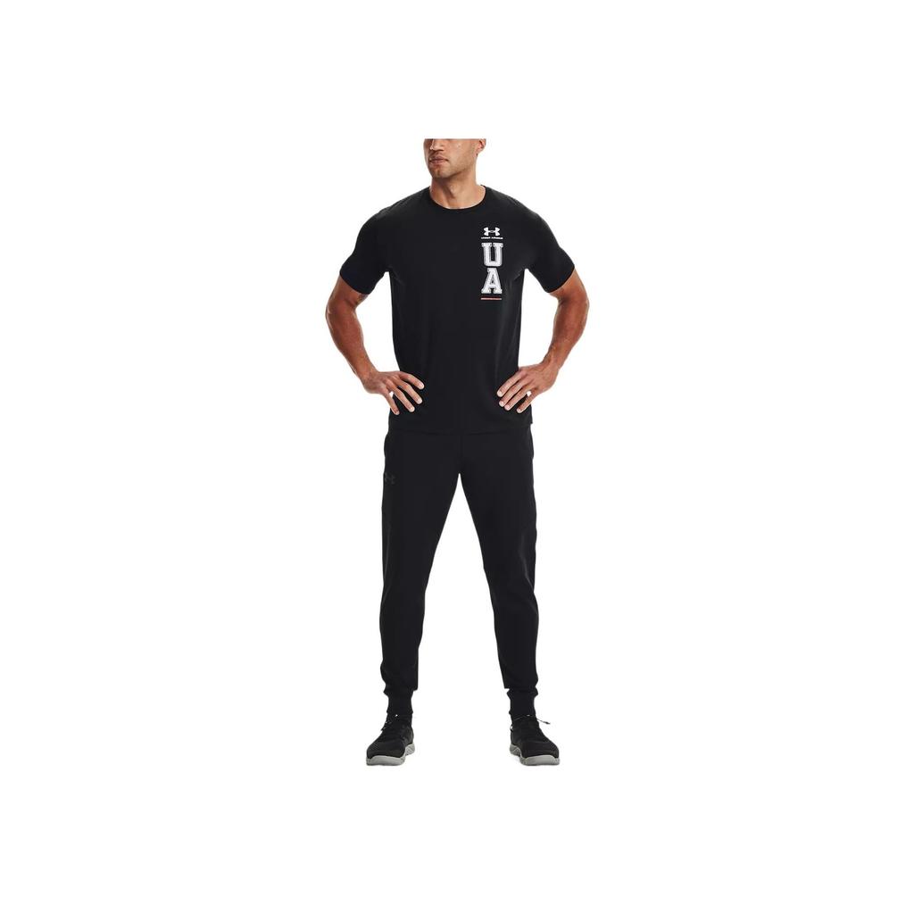 Under Armour Футболка для тренировок с принтом букв и логотипа, дышащая, мужская, черная 1352043-001