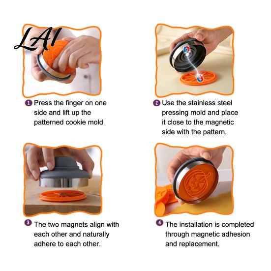 DIY Fondant Embosser Tools 8pcs Halloween Magnetic Cookie Stamp Molds Pumpkin Ghost And Skeleton Patterns Cutters for Design Interchangeable