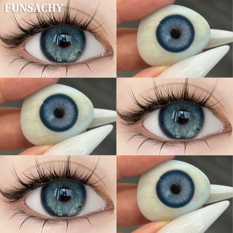 FUNSACHY 1 пара натуральных линз корейского стиля цветные контактные линзы синие линзы коричневые туманные перламутровые цветные линзы высококачественные мягкие линзы