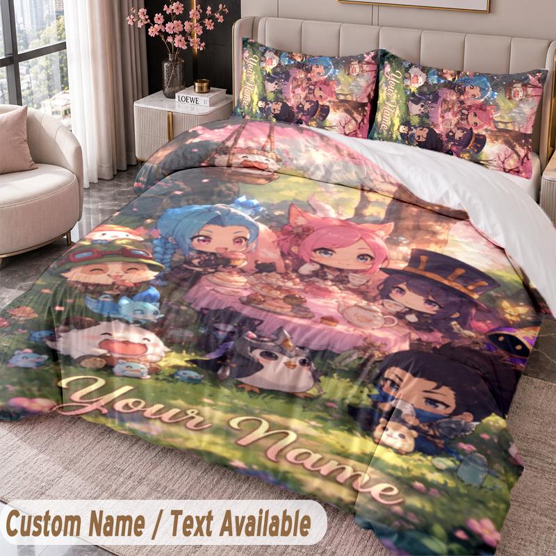 Custom Name Text 3Pcs Bedding Set League of Legends Duvet Cover And Two Pillowcases