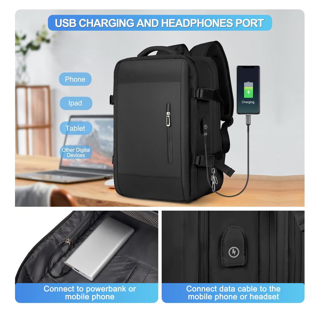 Дорожный рюкзак для мужчин, расширяемый рюкзак для ноутбука с USB-портом, большая водонепроницаемая противоугонная деловая компьютерная сумка для женщин