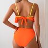 2 шт./компл., женский сексуальный комплект бикини с лентой на талии и v-образным вырезом, комплект бикини с бюстгальтером, высокие трусы для плавания