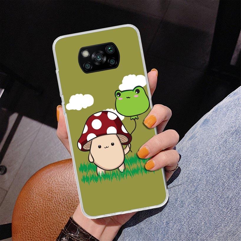 Cottagecore Frog Mushroom Kawaii Phone Case For Xiaomi Poco X7 X6 X5 Pro F7 Ultra Redmi 15C 15 13C 13 12C 12 10 10A 10C 9 9A 9C