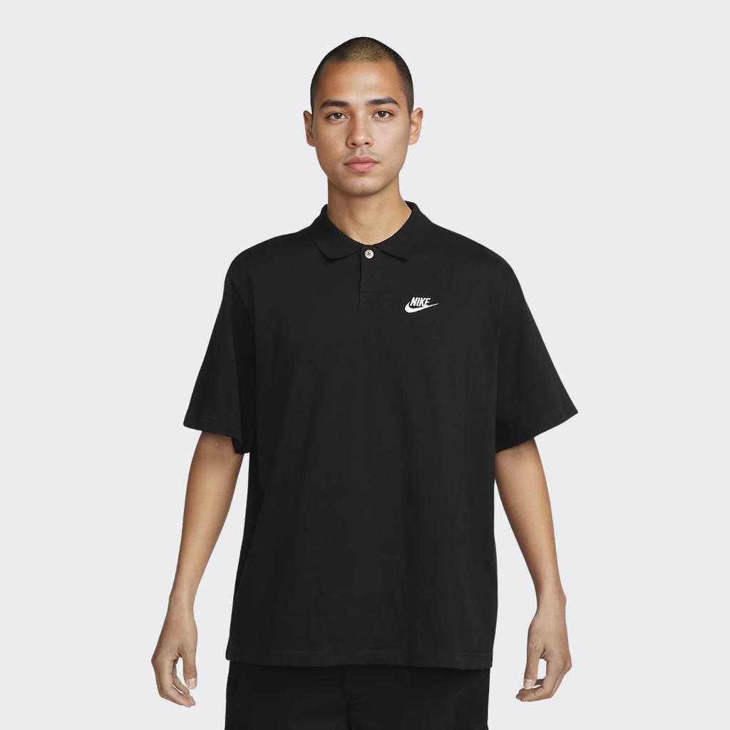 Nike Сплошной цвет с логотипом и воротником-поло, пуловер с коротким рукавом, мужские топы, черный DX0618-010