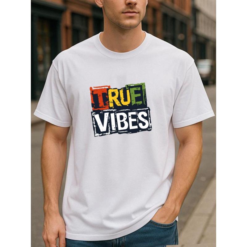 Европейские размеры True Self Rhythm Модный принт Color-Blocking | Мужской удобный и дышащий повседневный спортивный топ, круглый вырез, обычный рукав