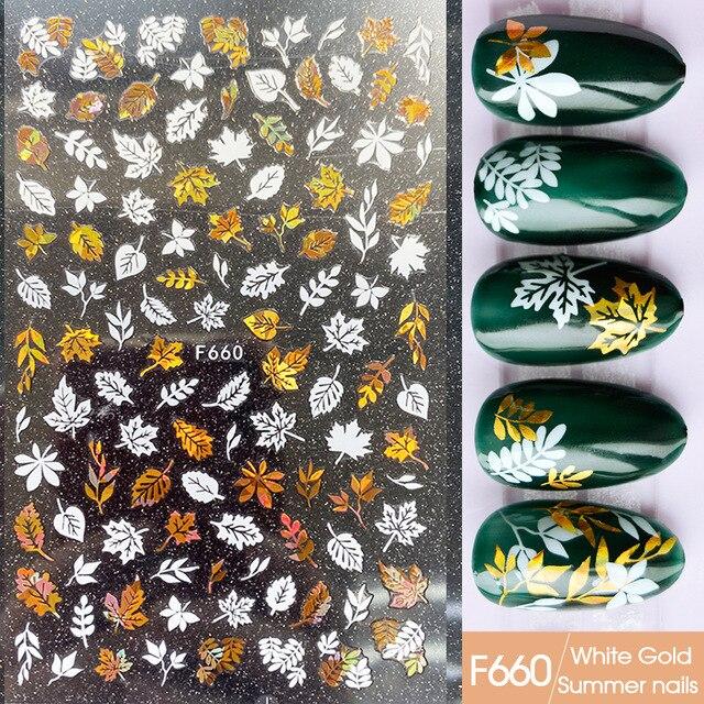 New Retro Nail Art Hot Stamping Stickers Embossed Flower Branches and Jade Leaves Nail Art Decorations