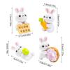 4Pcs Donut Themed Rabbits Figurines for DIY Garden Decoration Resin Hanging Ornaments