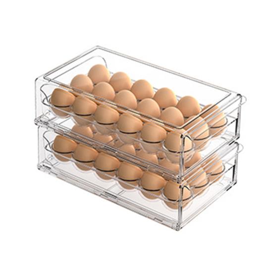 Ящик для хранения яиц большой вместимости на 36 яиц, двухъярусный, выдвижной, прозрачный, органайзер-подставка для яиц в холодильник