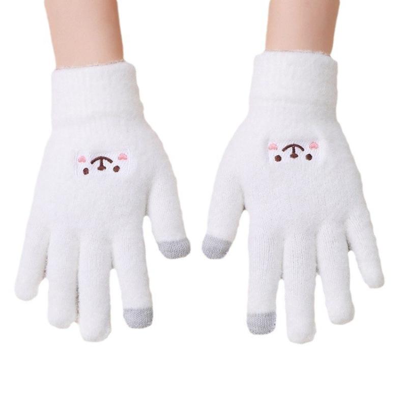 New Cartoon Smiling Face Autumn and Winter Warm and Cold Men and Women Can Touch Screen Knitted Gloves