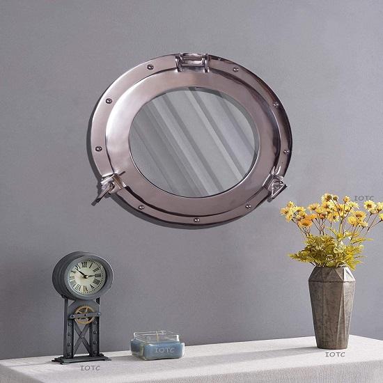Copper Wall Mounted Nautical Aluminium Mirror Ship's Porthole Window 38.1 Cm