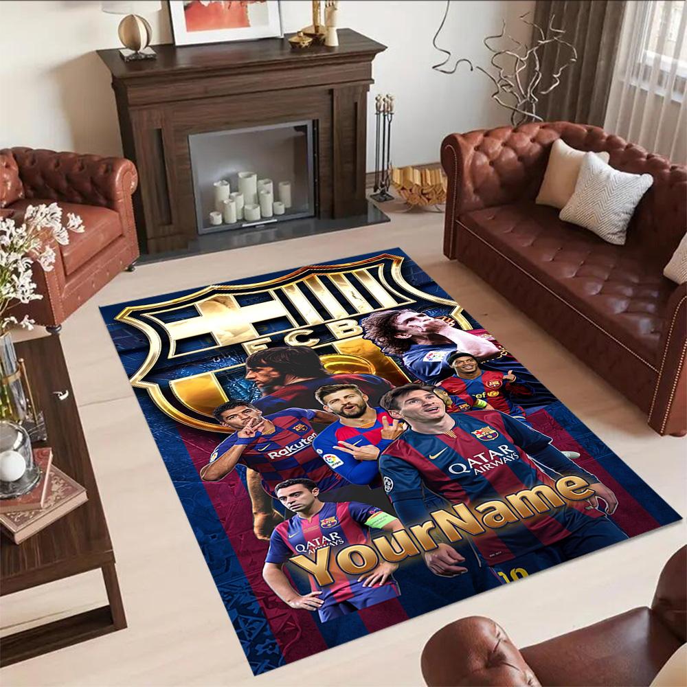 Fc Barcelona Personalized Text Carpet Perfect for Hallway Dormitory Dining Room Game Room Antislip Carpet Decorate Offices Best for Christmas