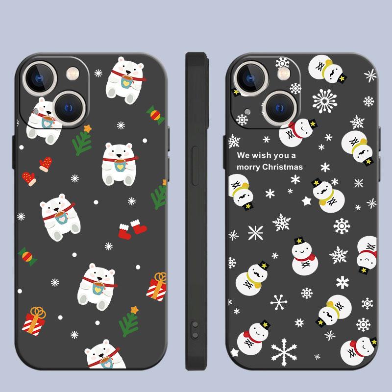 Чехол для Apple iPhone 14 13 11 12 Pro 7 XR X XS Max 8 Plus 6 6S SE 2022 13Pro черный мягкий телефон Funda милый мультяшный кукольный рождественский