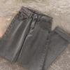 Women's Smoky Grey Loose Wide-Leg Jeans - New Korean Style, Small Straight Fit for Spring & Autumn
