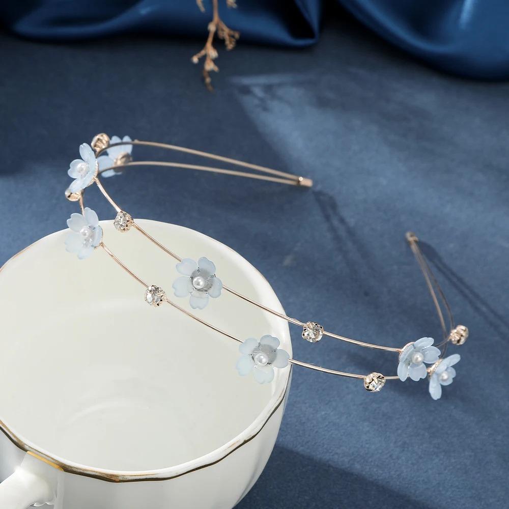 Zinc Zinc Alloy Butterfly Head Hoop Rhinestone Flower Hair Hoop All-match Double Root Hair Bands  Girls