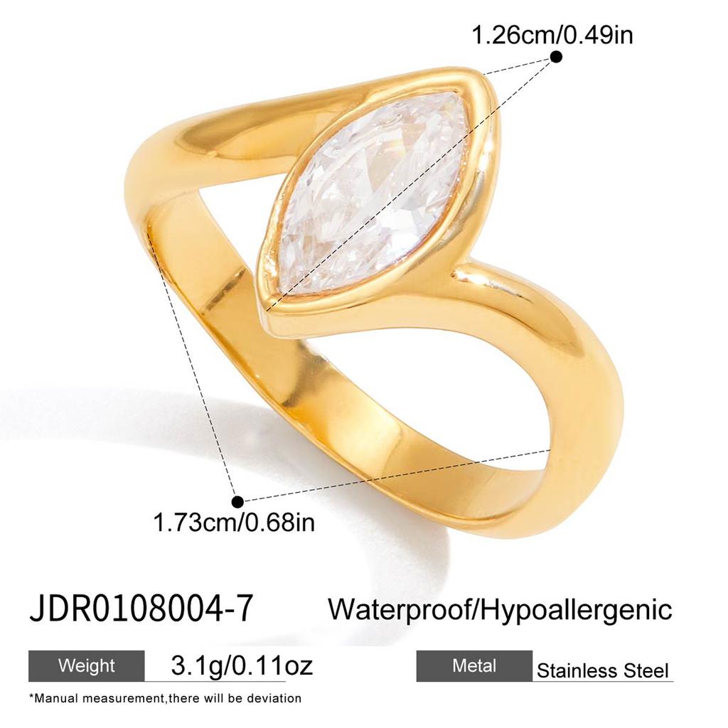 Youthway Classic Horse Eye Shape Zircon Rings For Women  Gold Plated Stainless Steel Rings Fashion Jewelry Christmas Gift