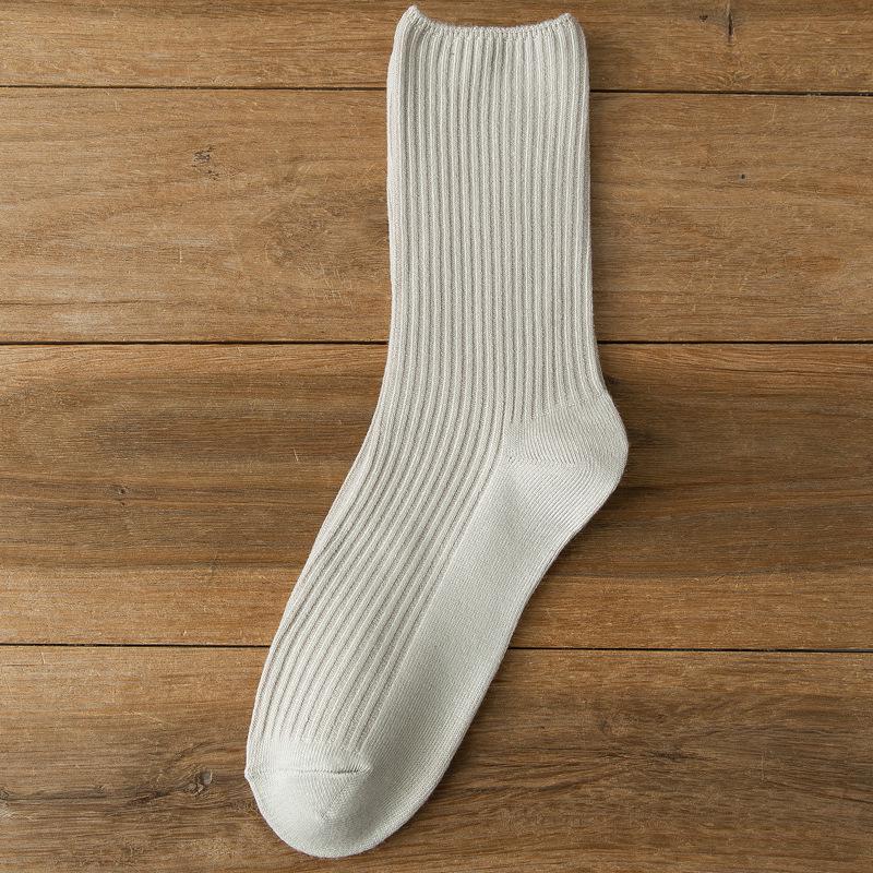 Женские белые носки средней длины в корейском стиле — однотонные, двойной ворс, для весны, осени и зимы