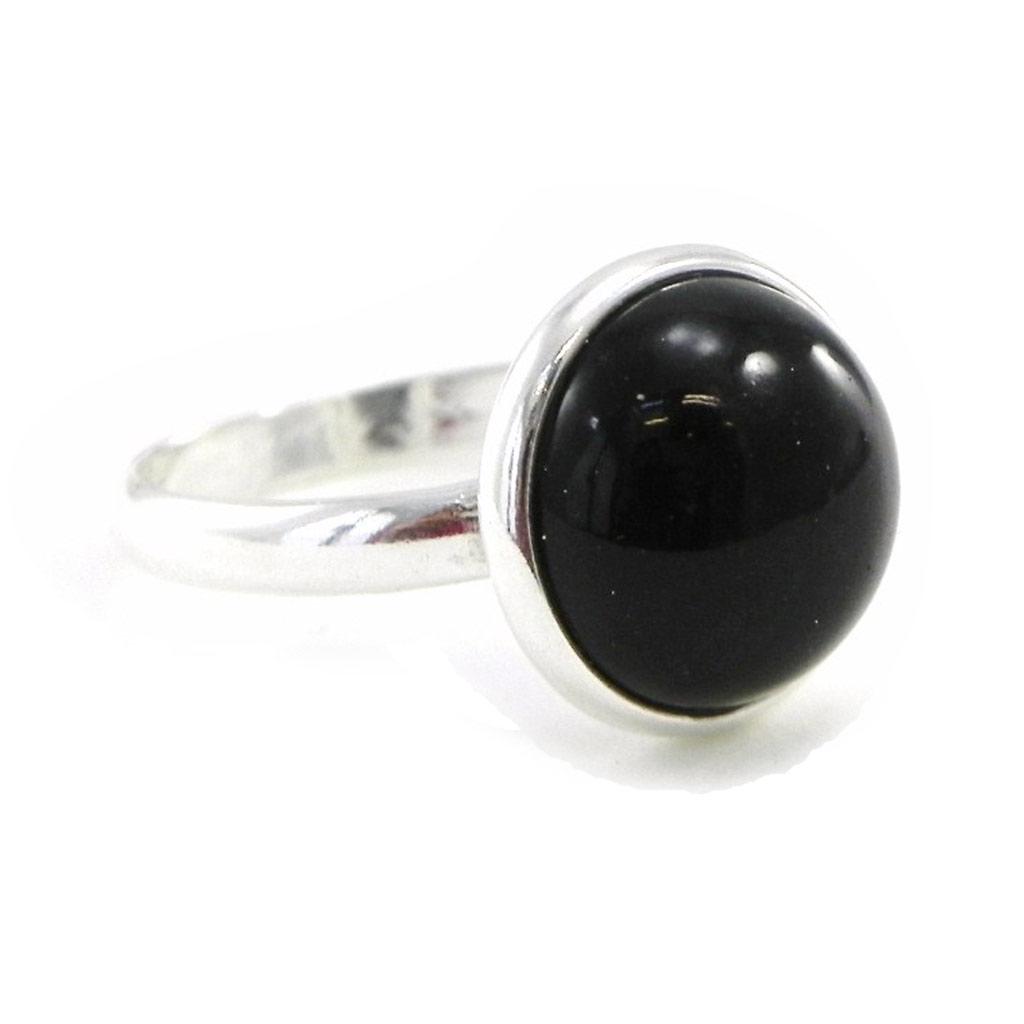 Black Jet Black Goddess Silver Ring