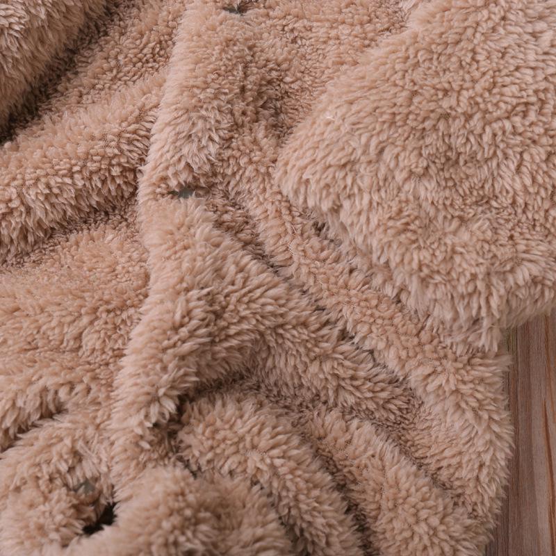 Baby Coral Fleece Hooded Long-Sleeve Warm Jumpsuit for Autumn/Winter