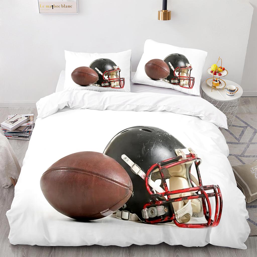 3PC America Football Bedding Microfiber Full/Queen/King/Twin Sport Duvet Cover Set for Boys Girls Teen Speed Victory Quilt Cover