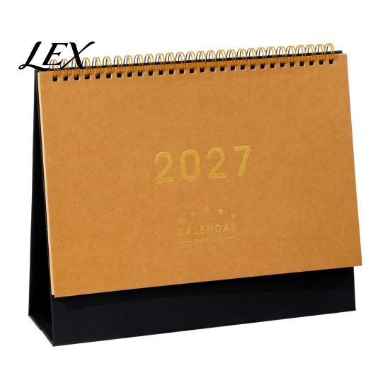 Monthly Organizer for Desk 2027 Calendar, Standing Flip Desktop Minimalist Gold Foil Cover Academic Year Calendar Planner, Thick Paper Note
