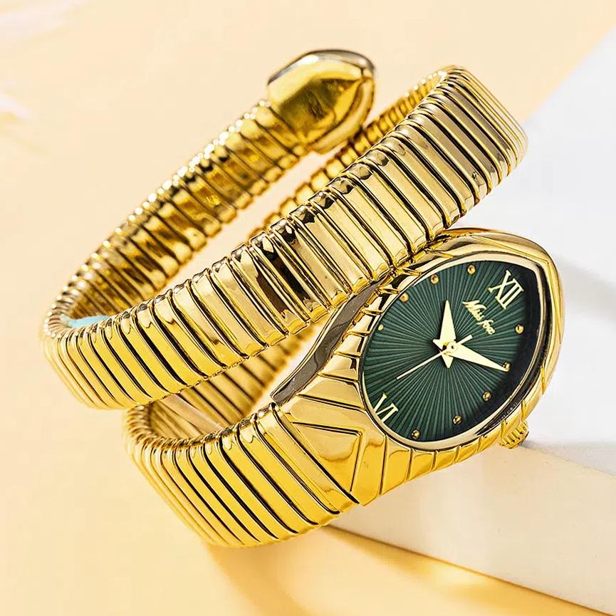 Классические часы в форме змеи для женщин, золотые, серебряные, масштабируемые, женские часы, блестящие, с бриллиантами, кварцевые, женские наручные часы