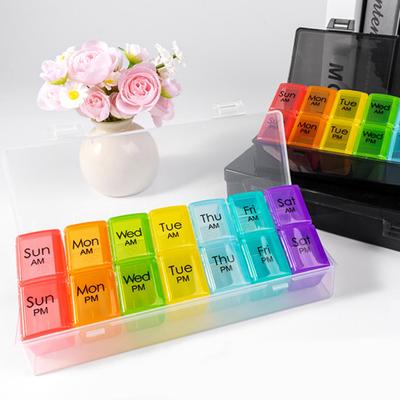 Органайзер для таблеток, ящик для хранения, большая вместимость, несколько отделений, не содержит BPA, еженедельная организация, прозрачный