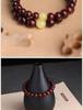 Red Sandalwood & Amber Bracelet with Hetian Jade Luck Charm - Unisex Prayer Beads