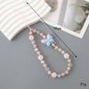 Factory Price Phone Strap Sweet Pink Butterfly Wrist Strap Phone Case Rope Simple Pearl Bow Beaded Phone Chain Lanyard Jewelry