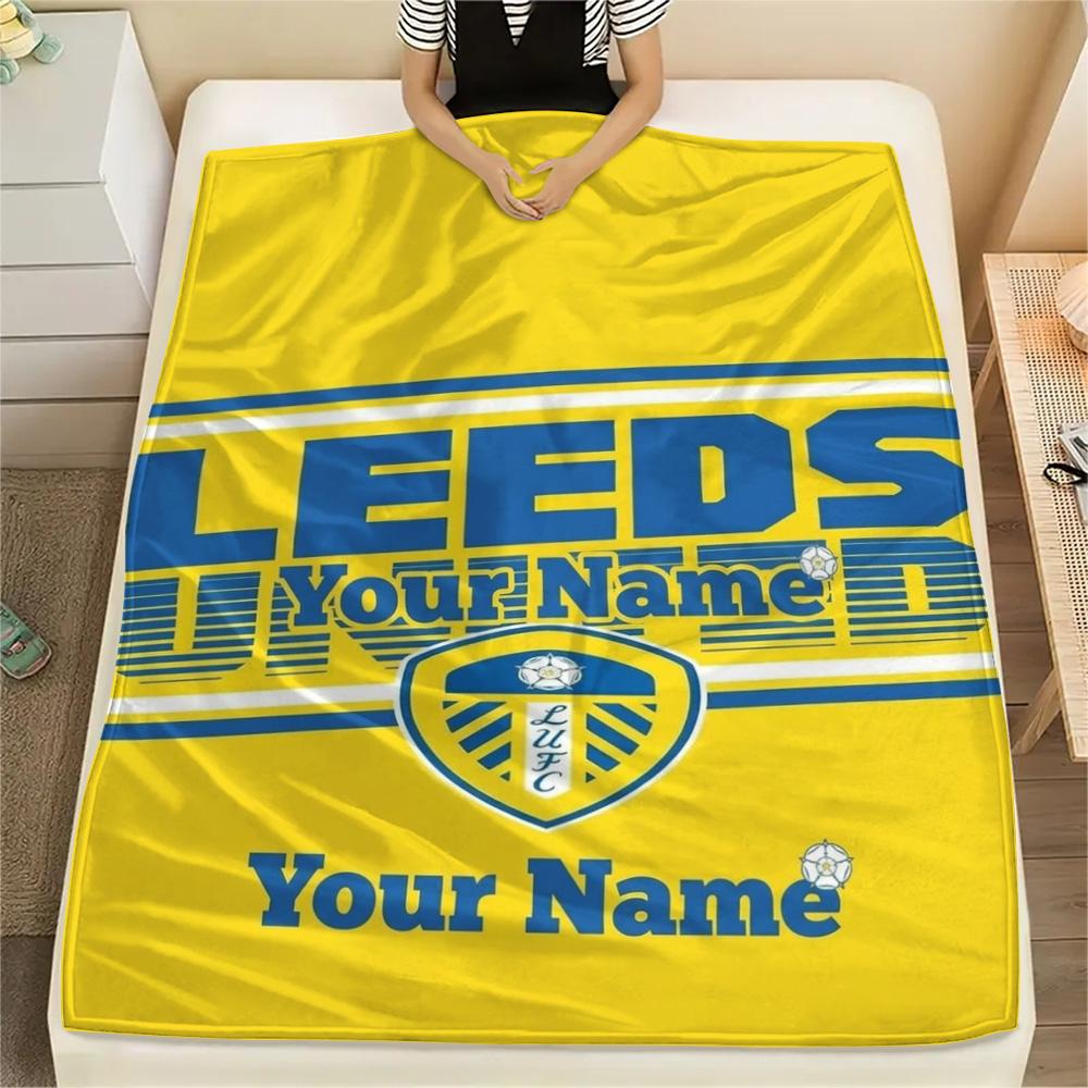 1PC Leeds Crest Custom Name Patterned Flannel Blanket Suitable For All Seasons For Home Decor Warmth And Comfort Gifts Holiday Present