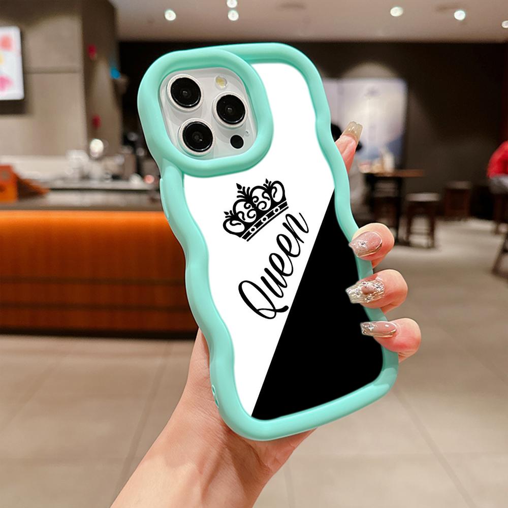 Мягкий чехол для телефона Macaron Big Wave для iPhone 11 12 13 14 15 Samsung A13 A14 A15 A23 A24 A25 A54 A55 Xiaomi Redmi Note 13, чехол A17 Пара Queen King