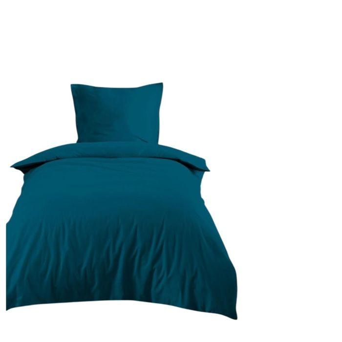 Housse de couette en coton 140 x 200 cm uni Edenne pétrole