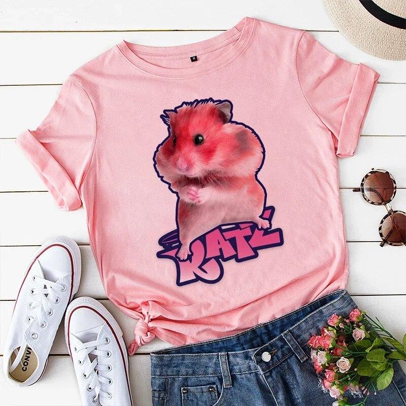 Женская футболка Kawaii Ratz Mouse Tree с принтом Harajuku, летние футболки унисекс, повседневная футболка с круглым вырезом и короткими рукавами, женская футболка, Прямая поставка