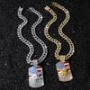 Iced Out American Flag Eagle Charm Pendant Necklace Crystal Cuban Chain Ideal Gift for Culture Lovers