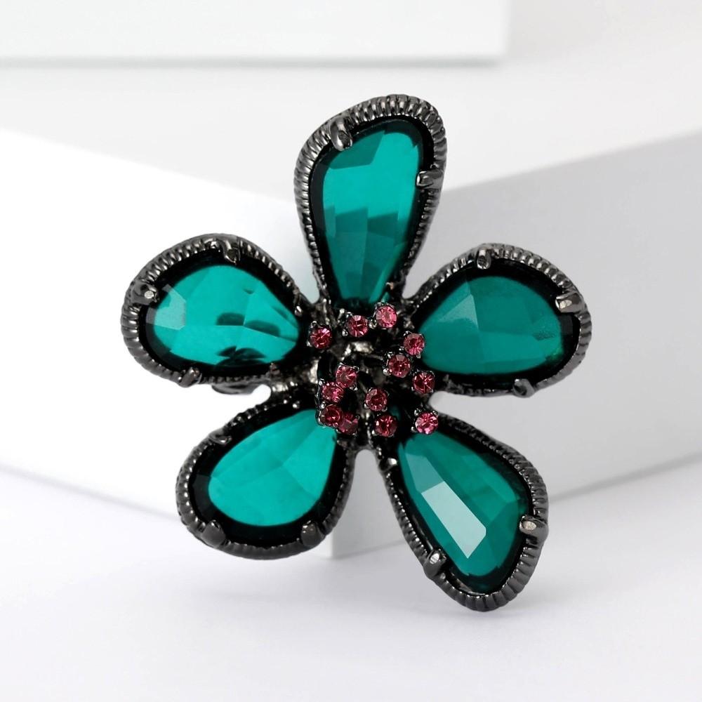 Enamel Rhinestone Brooch Alloy Floral Clothing Pin Exquisite Flower Brooches Jewelry Gift