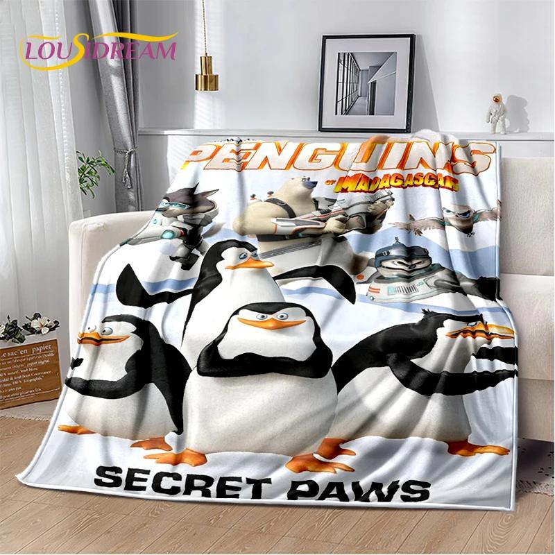 Милые пингвины из мультфильма «Мадагаскар» Плед, Мягкий плед для дома, спальни, кровати, дивана, пикника, путешествий, офиса, Покрывало, Подарок для ребенка
