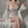 Women's Lace Deep V Slit Sleep Dress with Robe Lounge Set