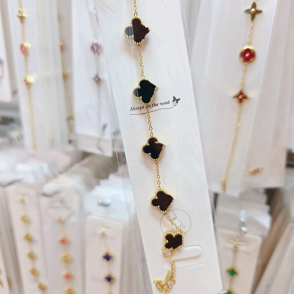 Двусторонний браслет «Пятицветник», «Четырехлистный клевер», титановая сталь, не выцветает, легкая роскошь, ювелирное изделие высокого класса