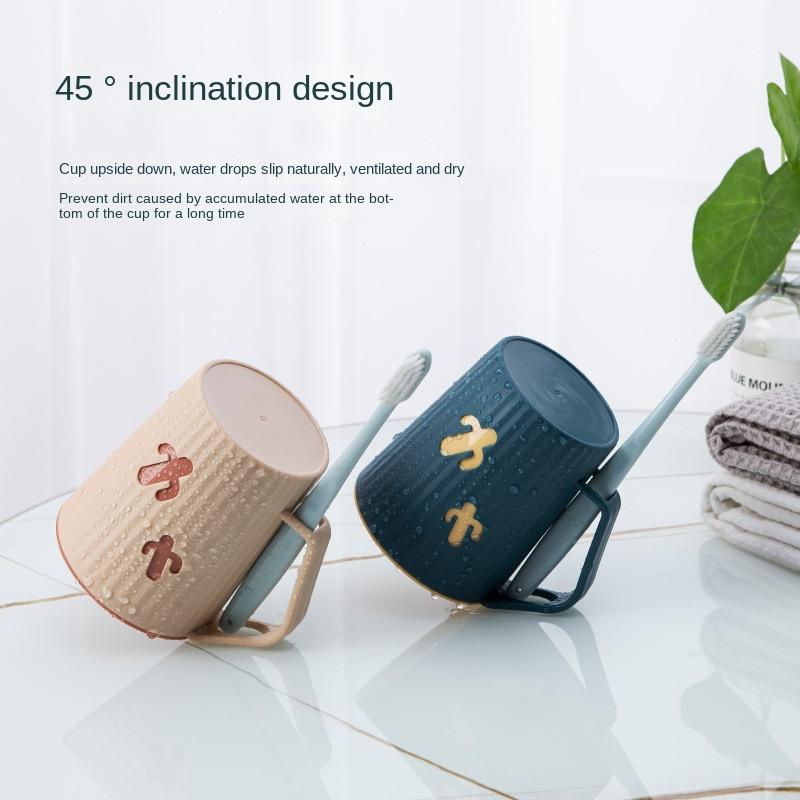 Креативная двухслойная чашка для полоскания рта, утолщенная чашка для полоскания рта из мультяшного кактуса, большая емкость с прорезью для зубной щетки, ручка, чашка для зубной щетки