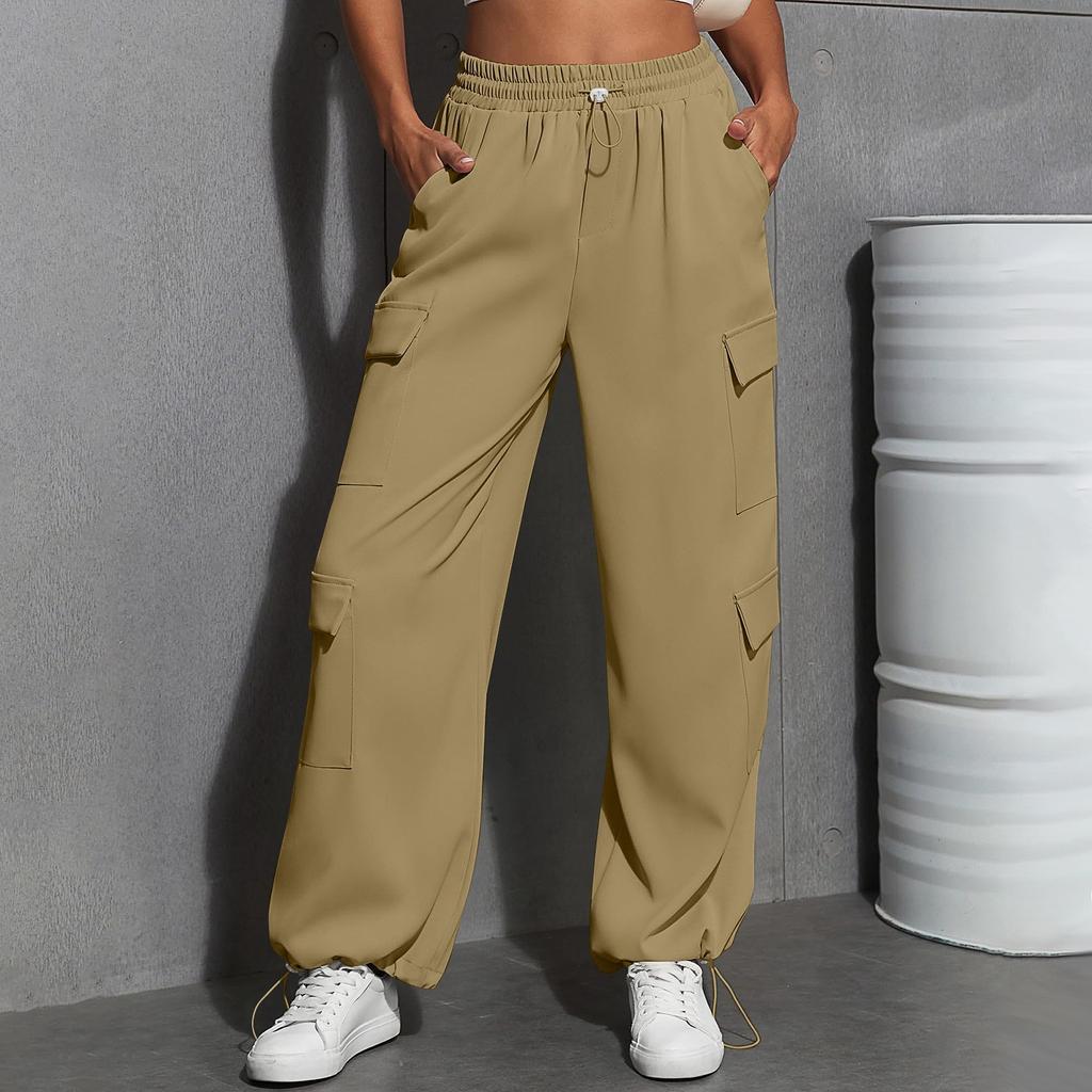 Women's Fashion Sport Solid Color Pocket Casual Sweatpants Pants